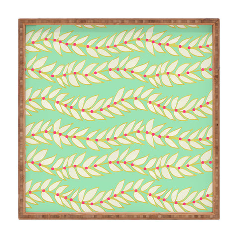 Jacqueline Maldonado Leaf Dot Stripe Mint Square Tray
