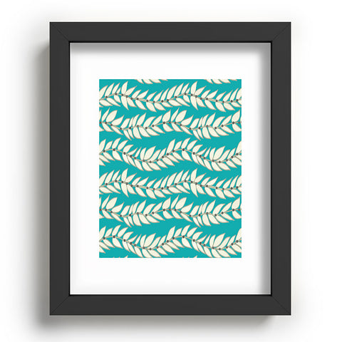 Jacqueline Maldonado Leaf Dot Stripe Teal Recessed Framing Rectangle
