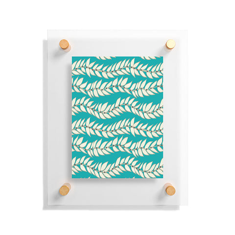 Jacqueline Maldonado Leaf Dot Stripe Teal Floating Acrylic Print