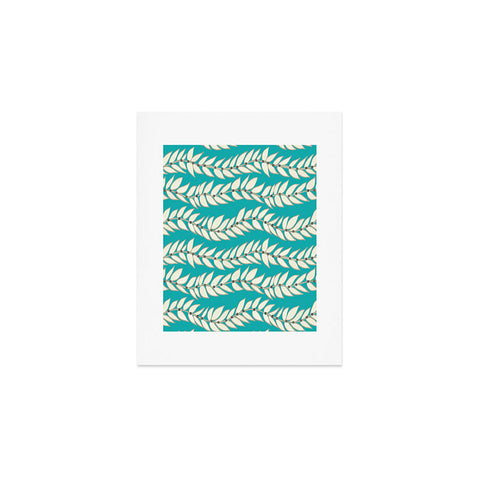 Jacqueline Maldonado Leaf Dot Stripe Teal Art Print