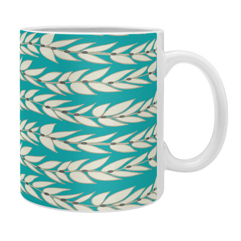 Jacqueline Maldonado Leaf Dot Stripe Teal Coffee Mug