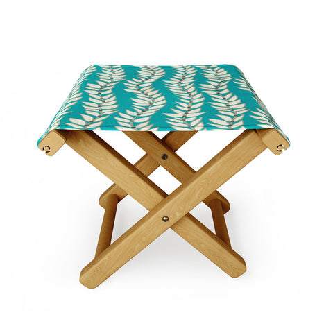 Jacqueline Maldonado Leaf Dot Stripe Teal Folding Stool