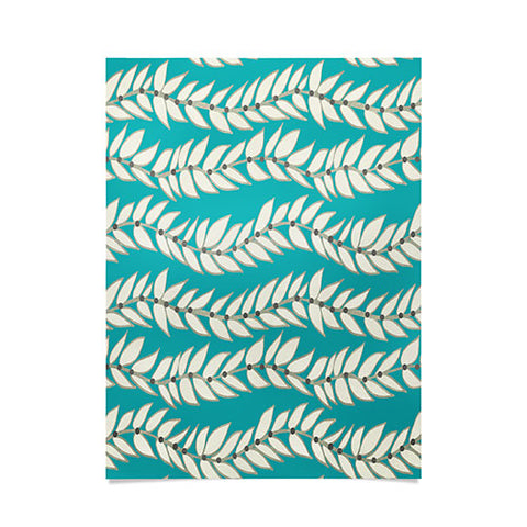 Jacqueline Maldonado Leaf Dot Stripe Teal Poster
