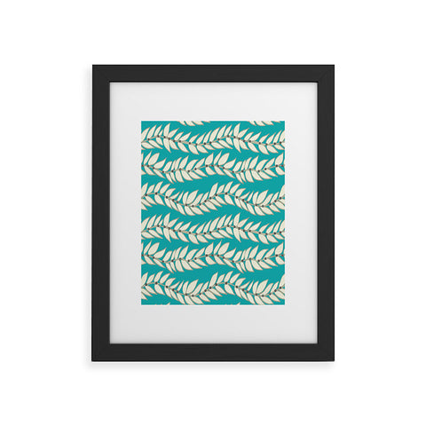Jacqueline Maldonado Leaf Dot Stripe Teal Framed Art Print