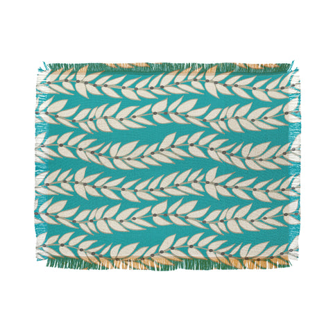 Jacqueline Maldonado Leaf Dot Stripe Teal Throw Blanket
