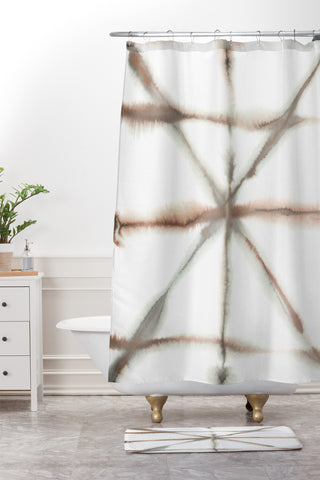 Jacqueline Maldonado Light Dye Folding Taupe Shower Curtain And Mat