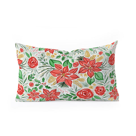 Jacqueline Maldonado Lively Christmas Floral Oblong Throw Pillow