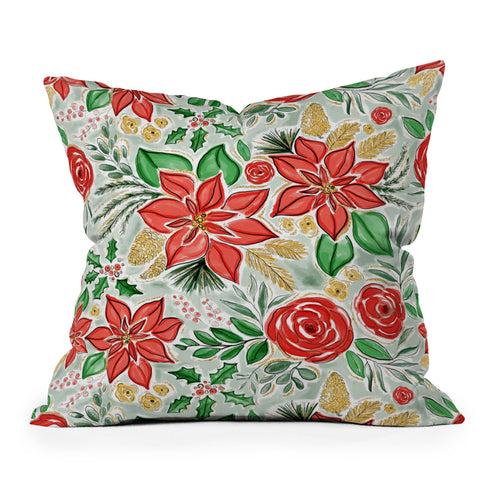 Jacqueline Maldonado Lively Christmas Floral Throw Pillow
