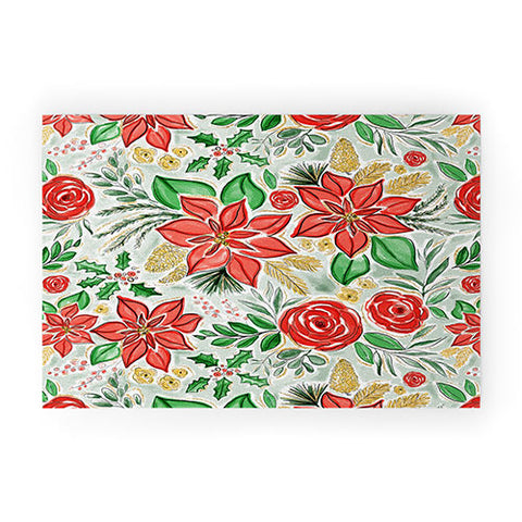 Jacqueline Maldonado Lively Christmas Floral Welcome Mat