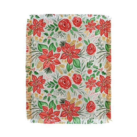 Jacqueline Maldonado Lively Christmas Floral Throw Blanket
