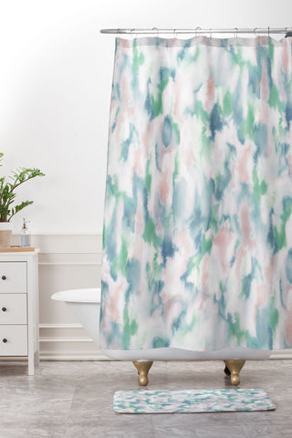 Jacqueline Maldonado Love Spell Green Pink Blue Shower Curtain And Mat