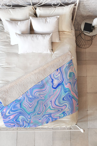 Jacqueline Maldonado Love Spell Marble Turquoise Fleece Throw Blanket