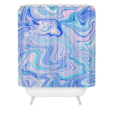 Jacqueline Maldonado Love Spell Marble Turquoise Shower Curtain