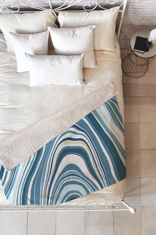 Jacqueline Maldonado Marble Blue Fleece Throw Blanket