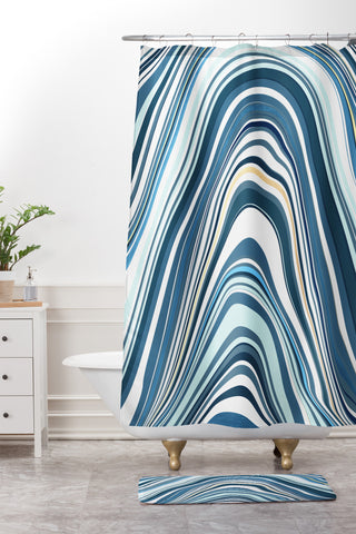 Jacqueline Maldonado Marble Blue Shower Curtain And Mat