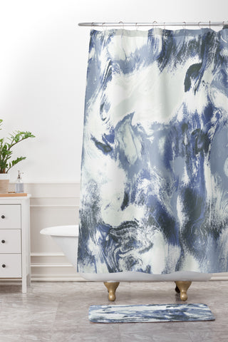 Jacqueline Maldonado Marble Mist Blue Shower Curtain And Mat