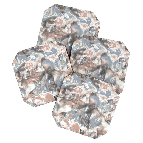 Jacqueline Maldonado Marble Mist Terra Cotta Blue Coaster Set