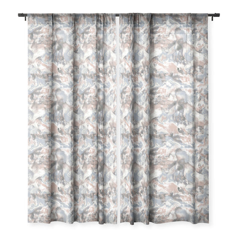 Jacqueline Maldonado Marble Mist Terra Cotta Blue Sheer Window Curtain