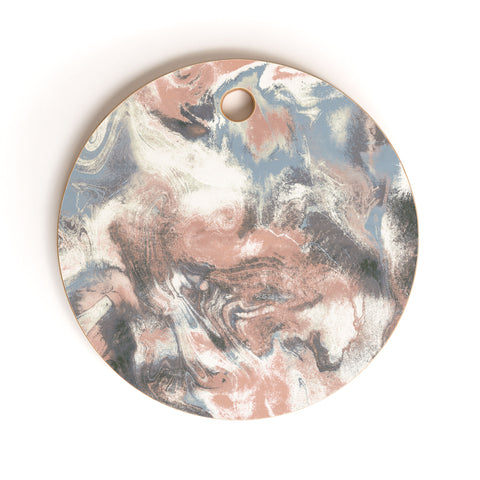 Jacqueline Maldonado Marble Mist Terra Cotta Blue Cutting Board Round