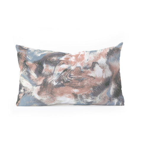 Jacqueline Maldonado Marble Mist Terra Cotta Blue Oblong Throw Pillow