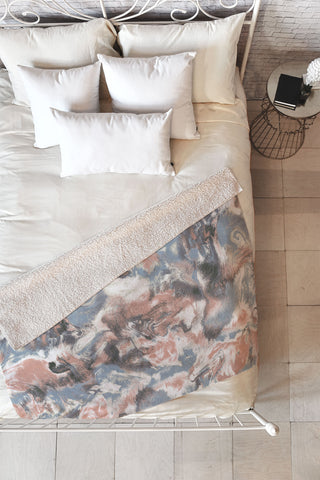 Jacqueline Maldonado Marble Mist Terra Cotta Blue Fleece Throw Blanket