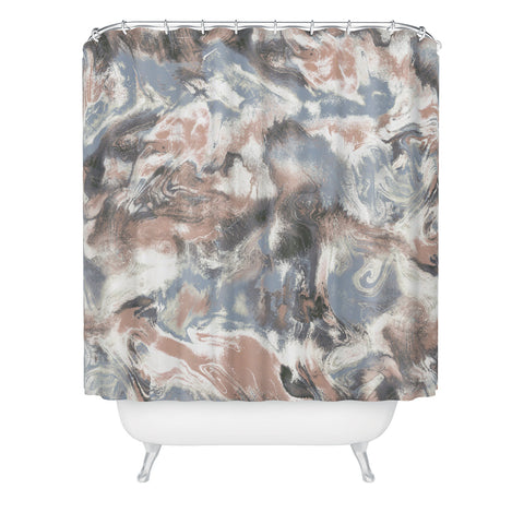 Jacqueline Maldonado Marble Mist Terra Cotta Blue Shower Curtain