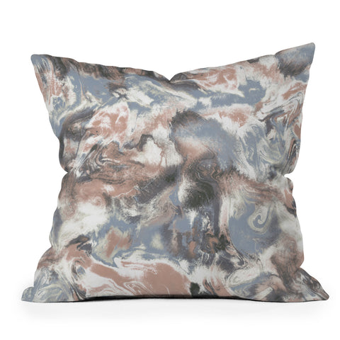 Jacqueline Maldonado Marble Mist Terra Cotta Blue Throw Pillow