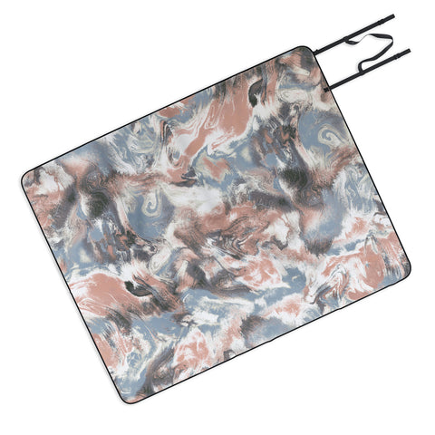 Jacqueline Maldonado Marble Mist Terra Cotta Blue Picnic Blanket