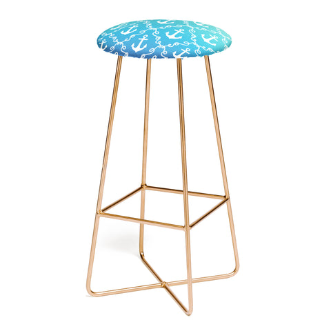 Jacqueline Maldonado Nautical Knots Ombre Blue Bar Stool