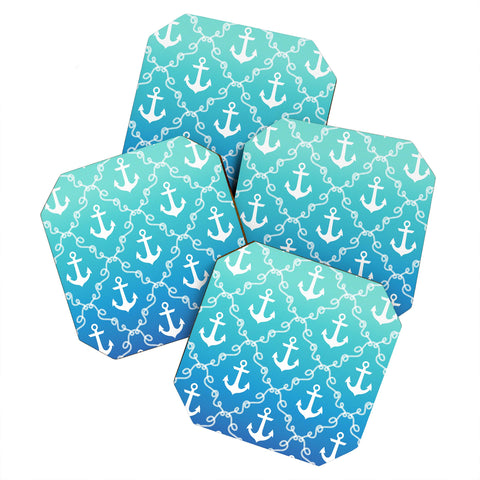 Jacqueline Maldonado Nautical Knots Ombre Blue Coaster Set