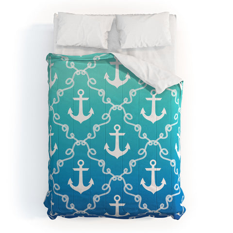 Jacqueline Maldonado Nautical Knots Ombre Blue Comforter