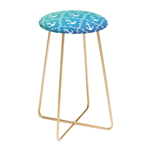 Jacqueline Maldonado Nautical Knots Ombre Blue Counter Stool