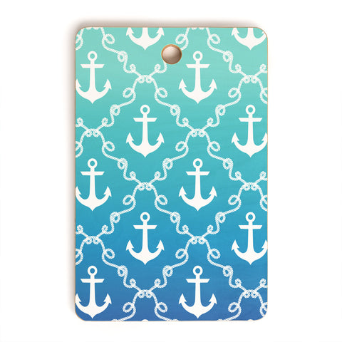 Jacqueline Maldonado Nautical Knots Ombre Blue Cutting Board Rectangle