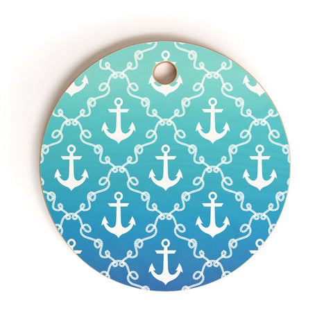 Jacqueline Maldonado Nautical Knots Ombre Blue Cutting Board Round