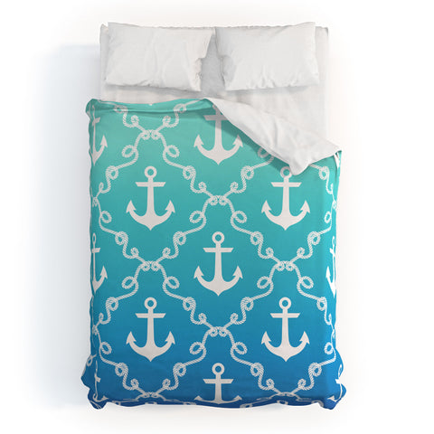 Jacqueline Maldonado Nautical Knots Ombre Blue Duvet Cover