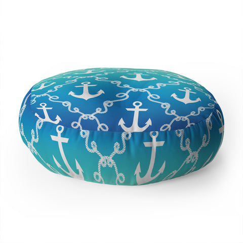 Jacqueline Maldonado Nautical Knots Ombre Blue Floor Pillow Round
