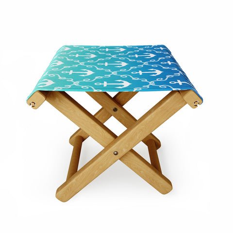Jacqueline Maldonado Nautical Knots Ombre Blue Folding Stool