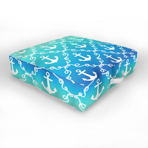 Jacqueline Maldonado Nautical Knots Ombre Blue Outdoor Floor Cushion