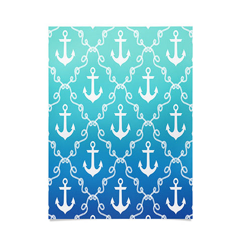 Jacqueline Maldonado Nautical Knots Ombre Blue Poster