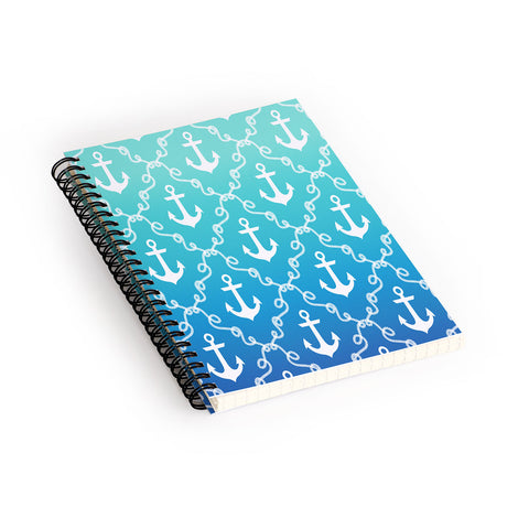 Jacqueline Maldonado Nautical Knots Ombre Blue Spiral Notebook
