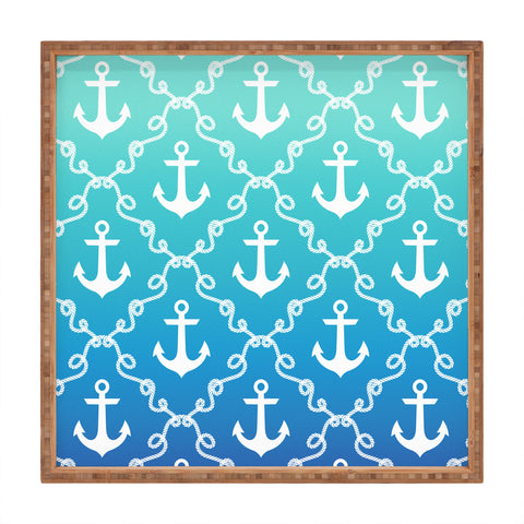 Jacqueline Maldonado Nautical Knots Ombre Blue Square Tray