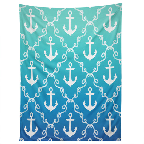 Jacqueline Maldonado Nautical Knots Ombre Blue Tapestry
