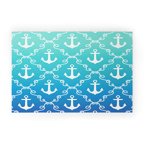 Jacqueline Maldonado Nautical Knots Ombre Blue Welcome Mat