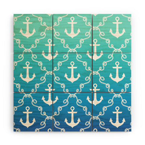 Jacqueline Maldonado Nautical Knots Ombre Blue Wood Wall Mural