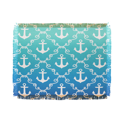 Jacqueline Maldonado Nautical Knots Ombre Blue Throw Blanket