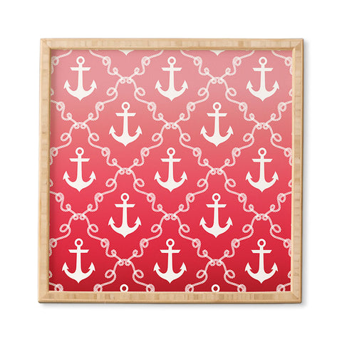 Jacqueline Maldonado Nautical Knots Ombre Red Framed Wall Art