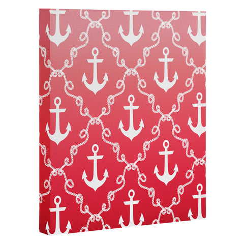 Jacqueline Maldonado Nautical Knots Ombre Red Art Canvas