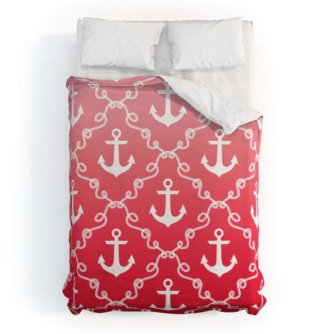 Jacqueline Maldonado Nautical Knots Ombre Red Duvet Cover