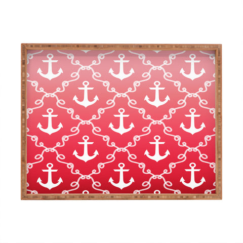 Jacqueline Maldonado Nautical Knots Ombre Red Rectangular Tray
