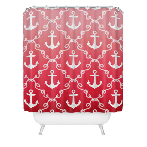 Jacqueline Maldonado Nautical Knots Ombre Red Shower Curtain